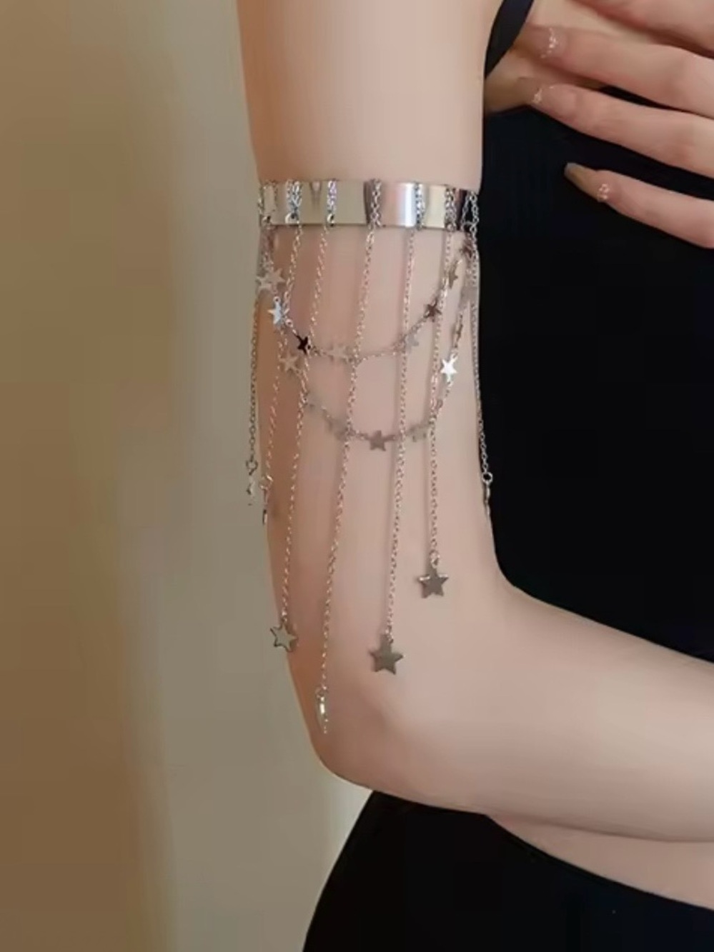 Silver Star Dangle Cuff Bracelet - Women Jewelry